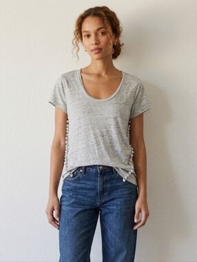 J. Crew Pom pom Linen Blend Shirt
